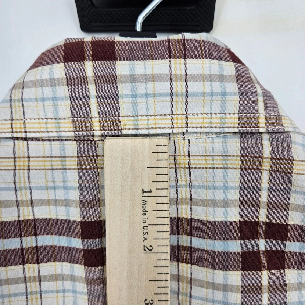 Carhartt Shirt Mens Large Button Down Brown Plaid Short Sleeve Workwear‎